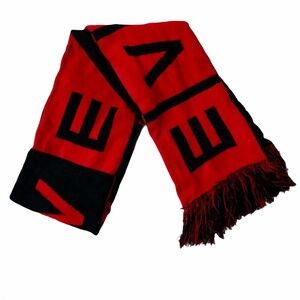 EVOLVE Red and Black Fringe Scarf